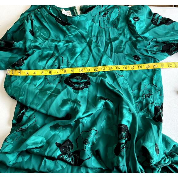 Francesca of Damon for Starington Dress Women 12 Green Silk Party VTG 70s 80s - Picture 5 of 12